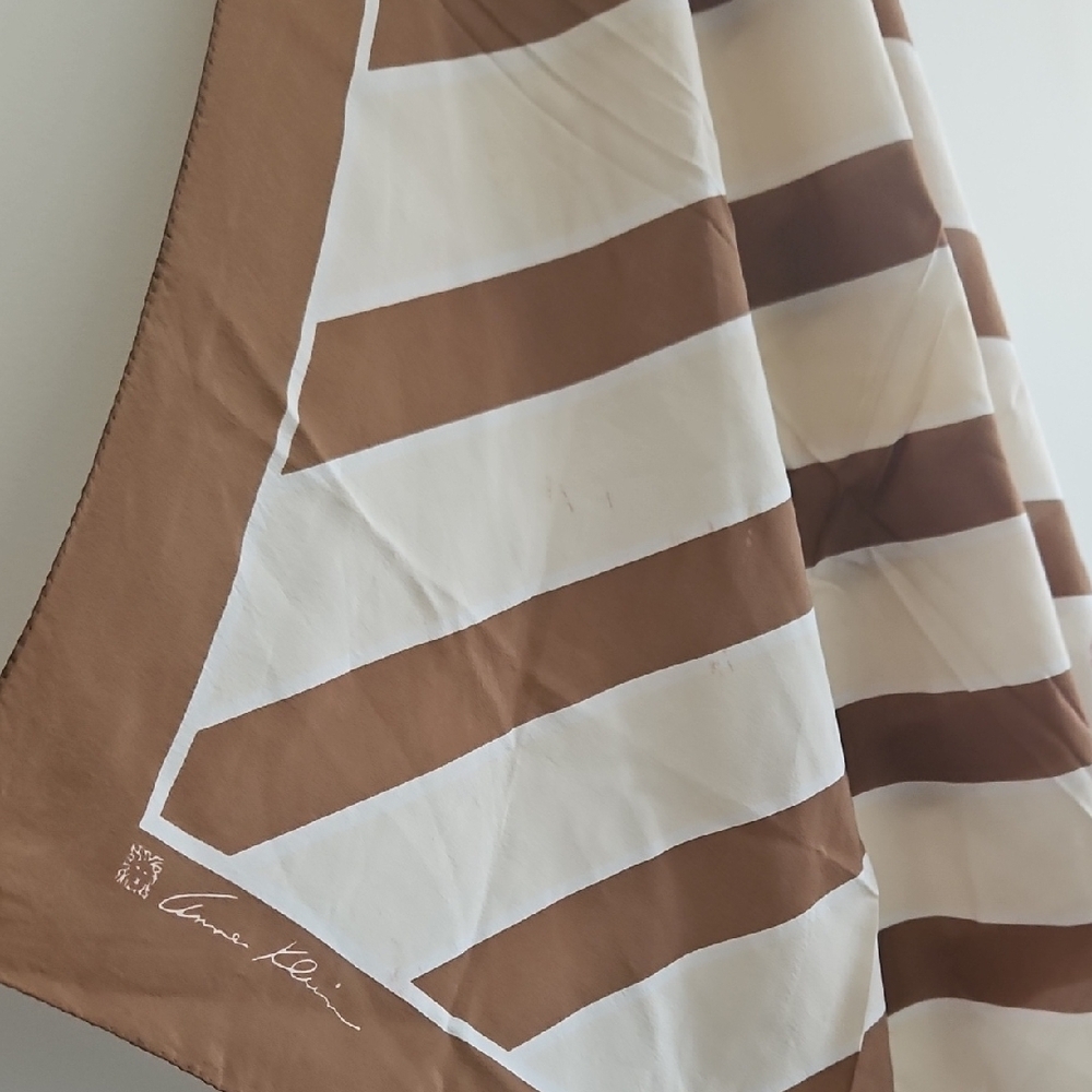 Anne Klein Brown and White Striped Scarf